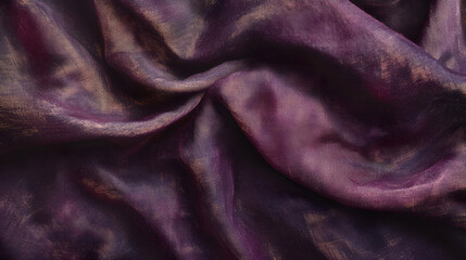 Obraz premium A soft crumpled silk fabric background in deep maroon with rich shadows and subtle highlights.