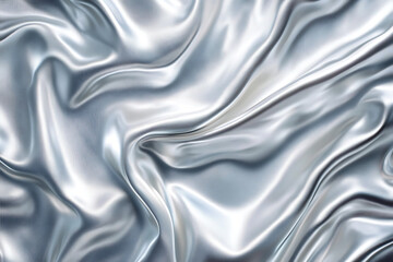 Obraz premium Shiny Silver Satin Fabric Texture with Fluid Waves