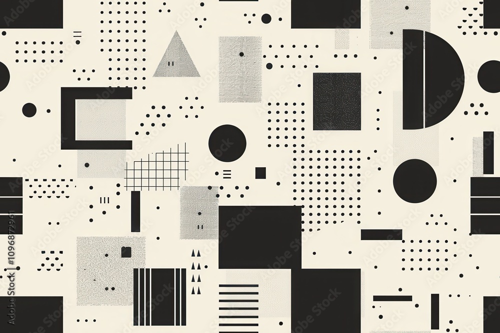 Poster minimalist seamless pattern with geometric shapes and simple design elements