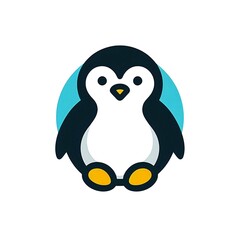 Obraz premium Simple, minimalist, and colorful penguin illustration on a white background. Suitable for logo or icon use.