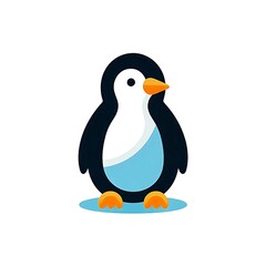 Obraz premium Simple, minimalist, and colorful penguin illustration on a white background. Suitable for logo or icon use.