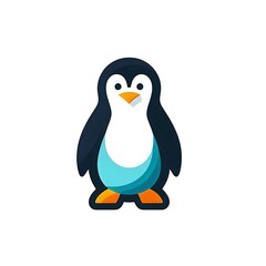 Fototapeta premium Simple, minimalist, and colorful penguin illustration on a white background. Suitable for logo or icon use.