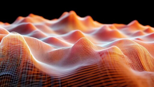 Digital representation of abstract waves with intricate patterns and vibrant colors in a dark background