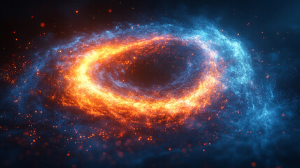 Obraz premium dynamic swirl of red neon light curves gracefully against a dark background creating a sense of motion and energy glowing lines symbolize technology innovation and the vibrant pulse of modern life