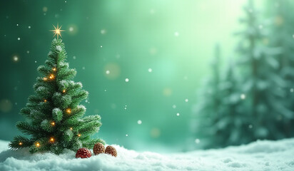 green christmas scene set abstract winter backdrop predominantly green color scheme