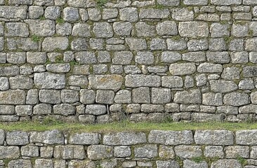 Obraz premium seamless of Seamless Tileable Texture of Field Stone Wall , isolated on white background, , copy space, copy space for text,