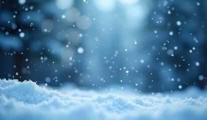 Naklejka premium snow falls gently christmas scene blue abstract background defocused dreamy atmosphere