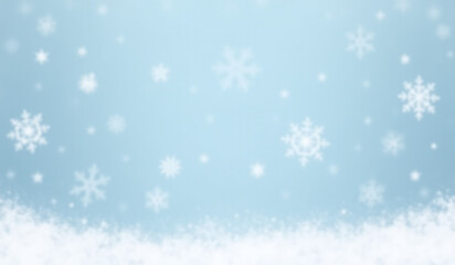 snowflakes fall softly serene winter scene white borders gentle blue background