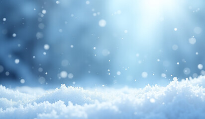 Naklejka premium soft blue winter scene features gentle falling snowflakes amidst peaceful snowy landscape delicate frozen crystals icy tones
