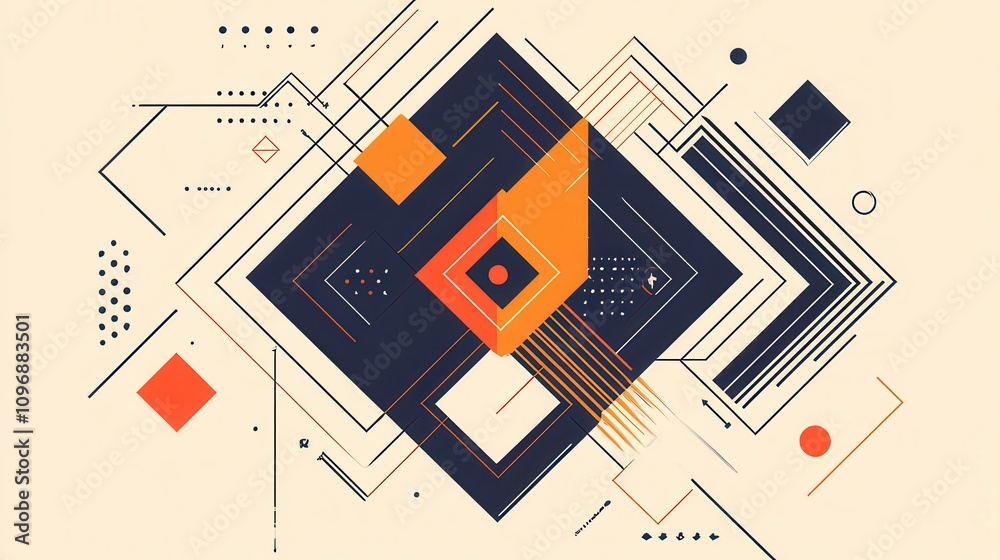 Poster abstract geometric design featuring bold shapes and contrasting colors, creating a modern, artistic 