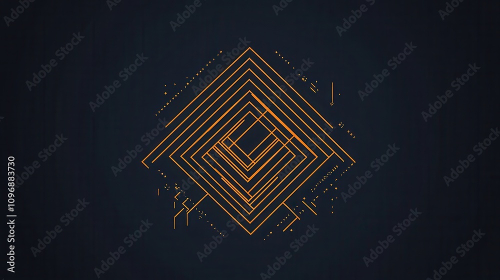 Poster A geometric design featuring layered lines forming a diamond shape, set against a dark background, creating a modern and abstract aesthetic.