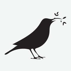 Flying bird branch silhouette illustration
