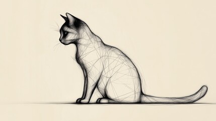 Elegant Line Drawing Of A Sitting Cat