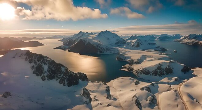 Mountain landscape nature aerial drone video showing amazing greenland landscape near Nuuk of Nuup Kangerlua fjord seen from Ukkusissat mountain 4K