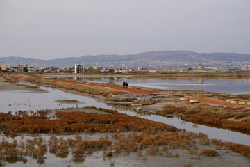 The stunning Kalochori Lagoon in the Axios Delta National Park close to Thessaloniki in Greece in November