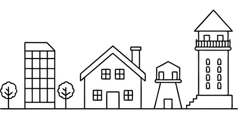 Line art of  cityscape vector illustration 