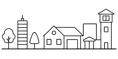 Line art of  cityscape vector illustration 