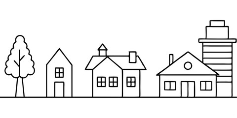 Line art of  cityscape vector illustration 