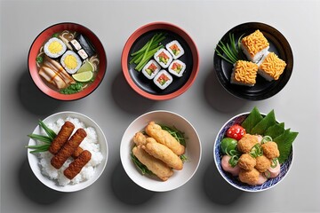 3D Japanese Food Designs Collection Featuring Ramen Sushi Tempura Katsu and Poke Bowl