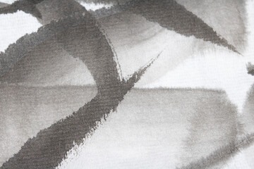 Monochrome Black and White Ink Wash Gentle Gradiant Background with Lines and Grays on Paper Grain