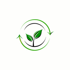 Fototapeta premium Green leaves encircled by a recycling symbol representing eco-friendliness and sustainable practices 