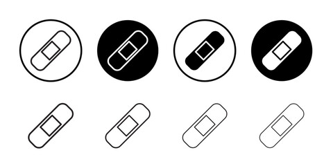 Bandage icon Flat set in black and white color