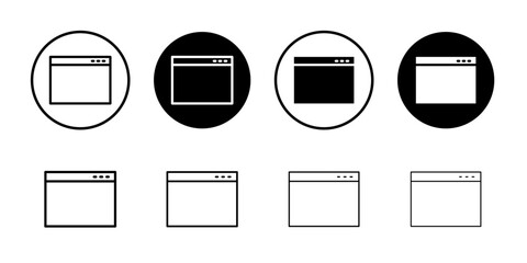 Browser window icon Flat art in black and white isolated