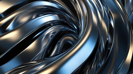 Shiny metal swirls in elegant motion.