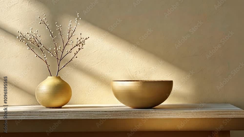 Poster a warm afternoon light illuminates a beautiful arrangement featuring a small vase with dried flowers