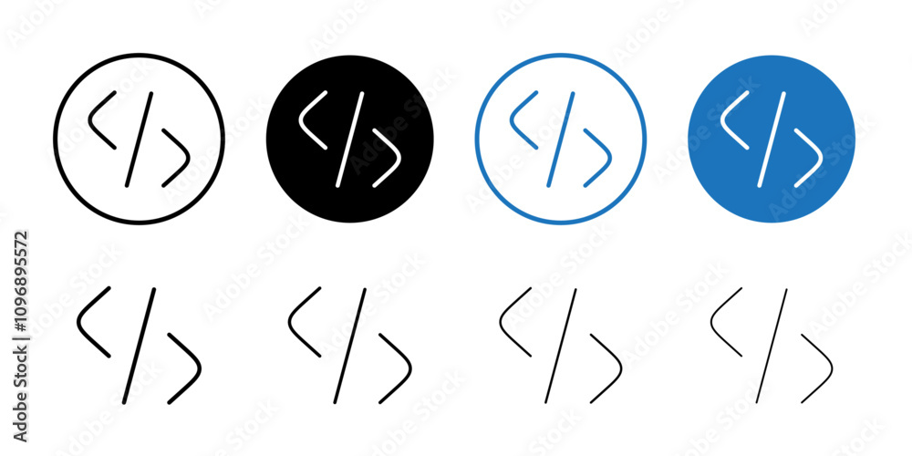 Poster code icon flat art in black and white isolated