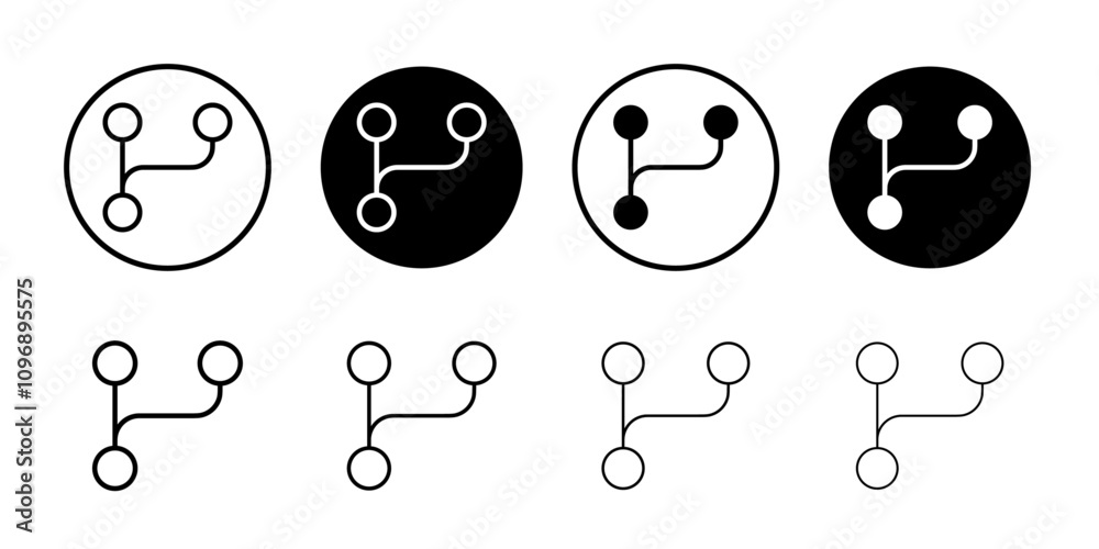 Poster code branch icon flat set in black and white color
