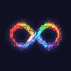 Colorful pixel art neurodiversity symbol with neon vibes for creative design