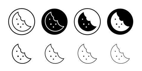 Cookie icon Thin line illustration set