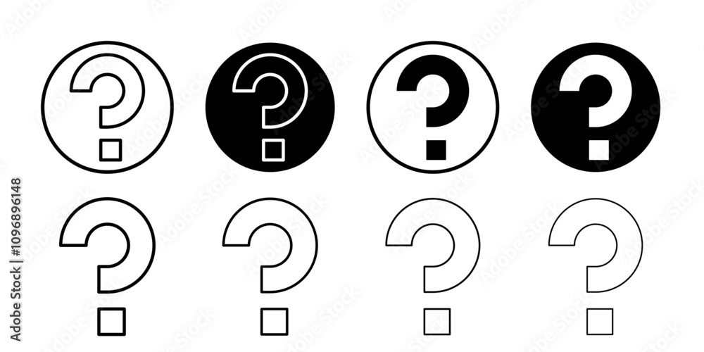 Poster doubts button icon flat art in black and white isolated