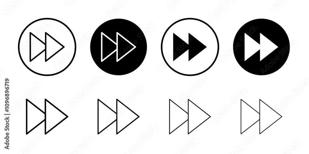Poster fast forward icon thin line illustration set