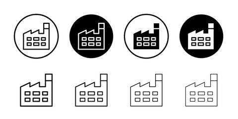 Factory icon Flat art in black and white isolated