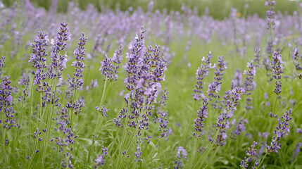 Fototapeta premium A vibrant field of lavender flowers in full bloom, showcasing nature's beauty.