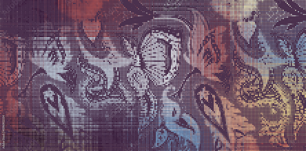 Poster abstract halftone textured illustration. vector blur paisley ornamental decorative background with h