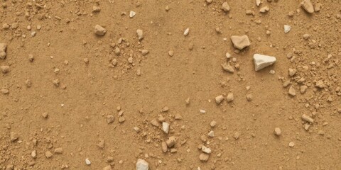 Rough and gritty dirt texture with a mix of sand, rocks, and earthy tones, background