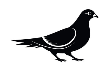 Obraz premium Pigeon silhouette vector illustration in black and white