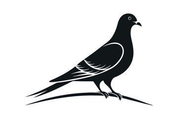Obraz premium Pigeon silhouette vector illustration in black and white