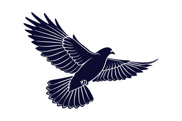 Pigeon silhouette vector illustration in black and white