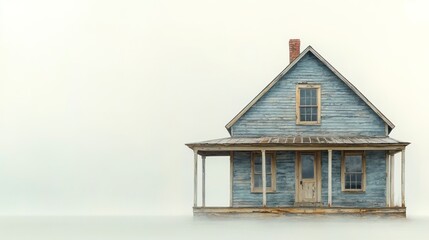 Solitude: A Weathered House in Mist