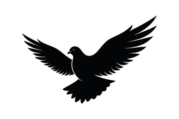 Pigeon silhouette vector illustration in black and white