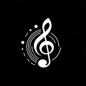 Sol key musical note logo flat design