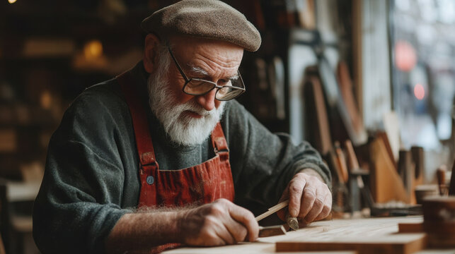 A craftsman using hand tools to create precise mortise and tenon joints, emphasizing traditional joinery skills