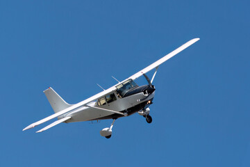 Aerial view of a small plane flying in Turkey