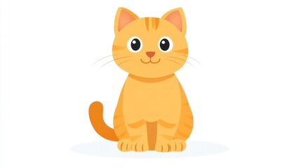 Obraz premium Adorable Orange Kitten Sitting: A Cute Cartoon Cat Illustration