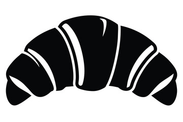 black and white croissant icon illustration 