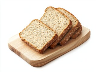 Freshly sliced whole grain bread on wooden cutting board